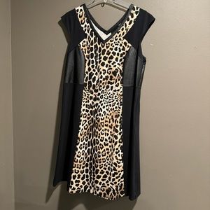 Lane Bryant Animal Print Faux Leather V Neck Sleeveless Dress Size 20